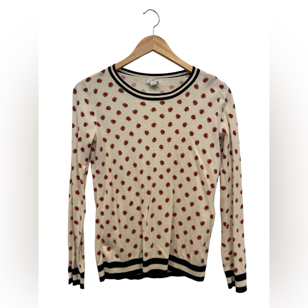 J. Crew Factory Cream Sweater with Lady Bug pattern